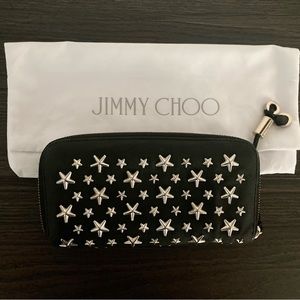 Jimmy Choo Filipa Star Studded Wallet with box, dust bag, and COA.
